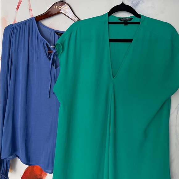 Polo Ralph Lauren Tops - Elegant Blue and Green Women's Large Tops - Banana Republic and Ralph Lauren